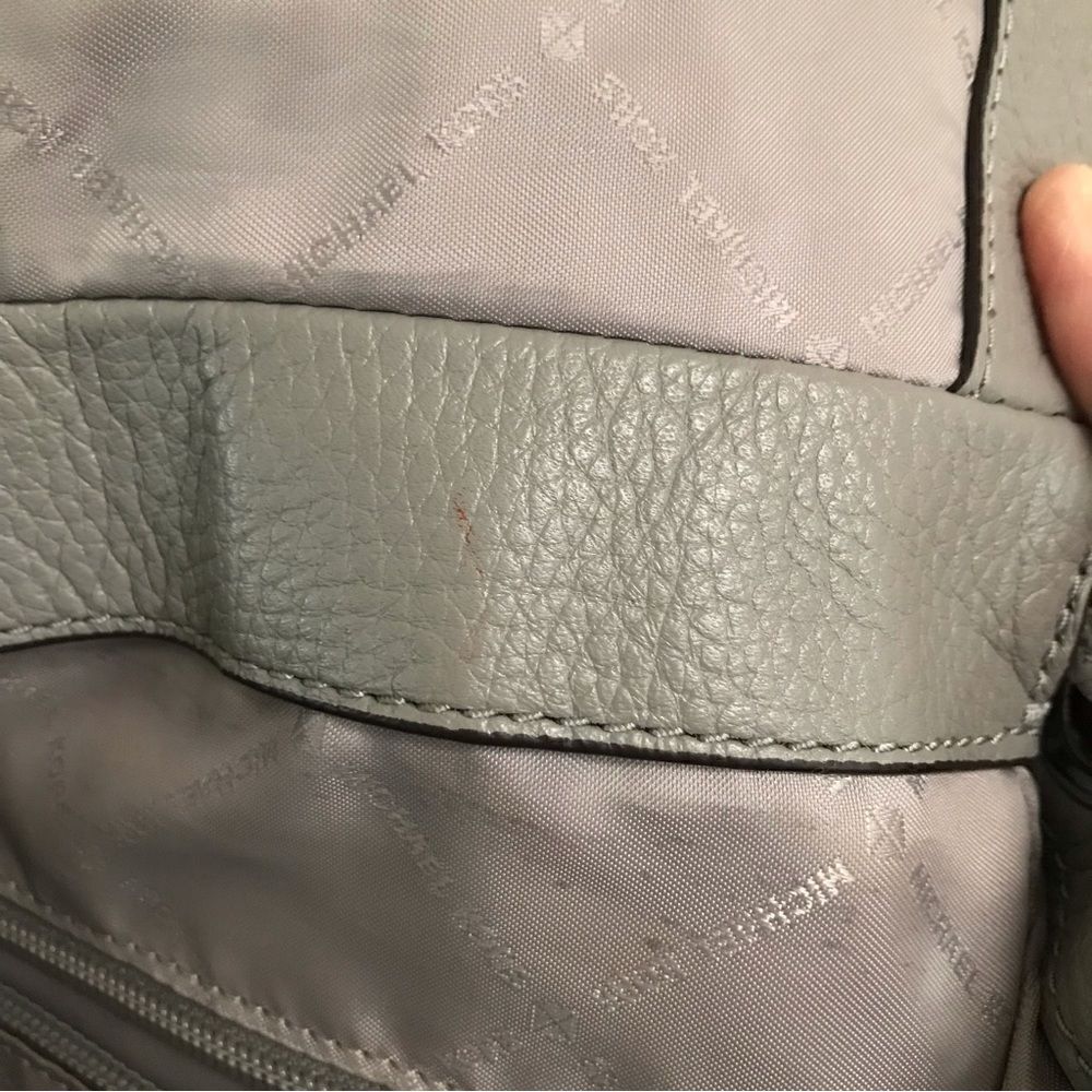 Michael Kors Riley rhinestone studded gray pebble drawstring leather backpack - Picture 14 of 14